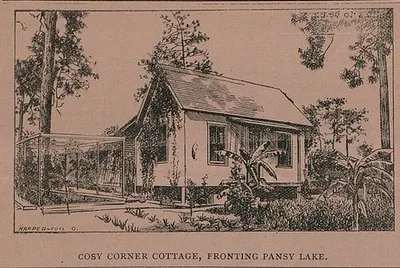 Cosy Corner Cottage, fronting Pansy Lake, 1895