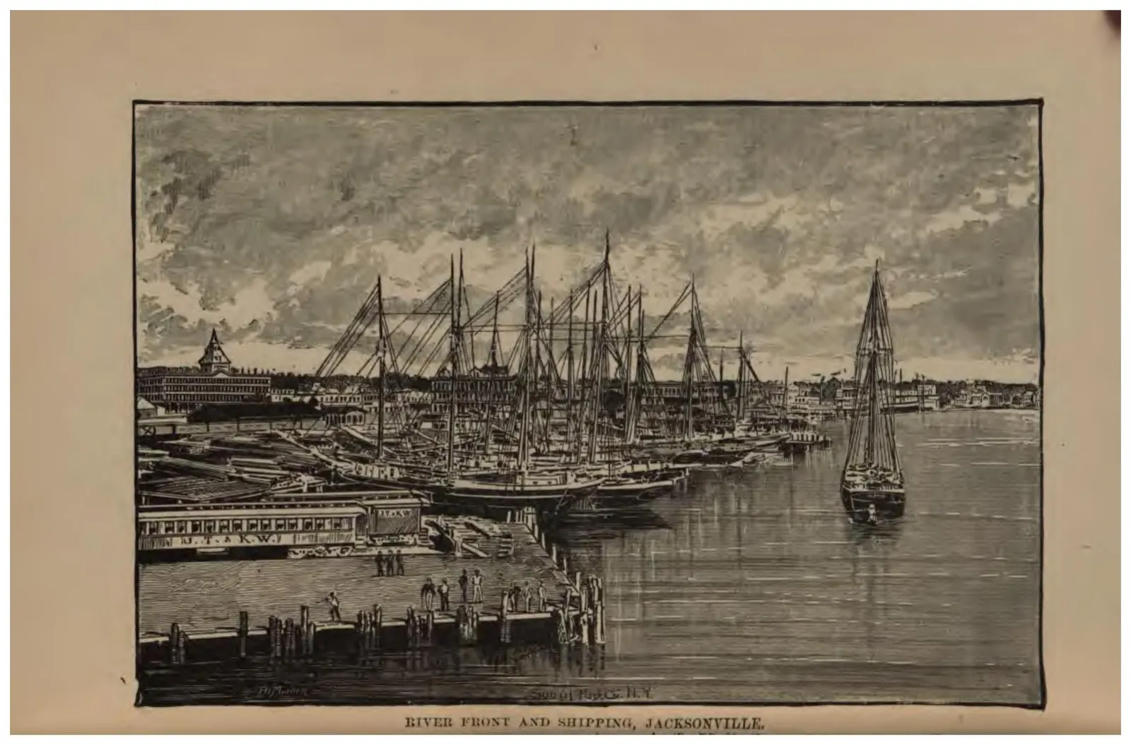 River Front and Shipping, Jacksonville (Crosby, 1887)