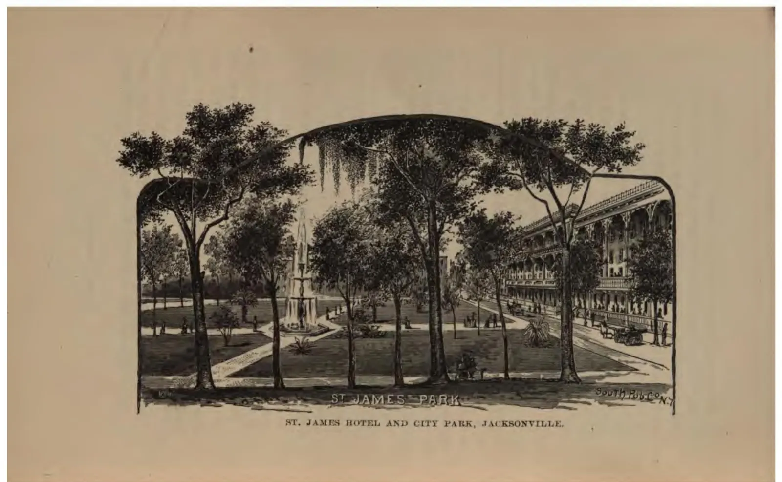 St. James Hotel and City Park, Jacksonville (Crosby, 1887)