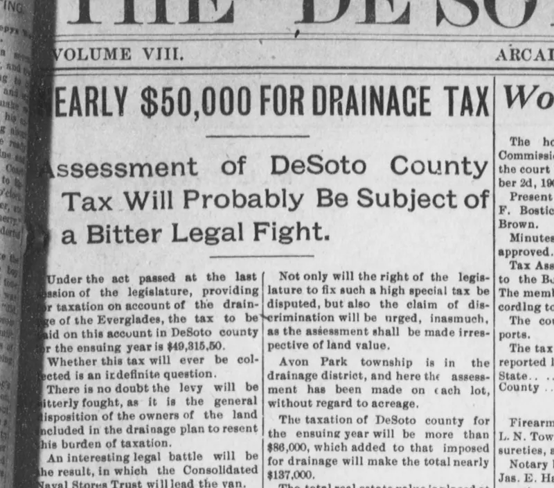 Nearly 0,000 for Drainage Tax, The De Soto County News, 13 October 1905