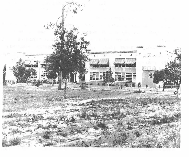 The 1925 Mediterranean-style High School building facing South Verona Avenue