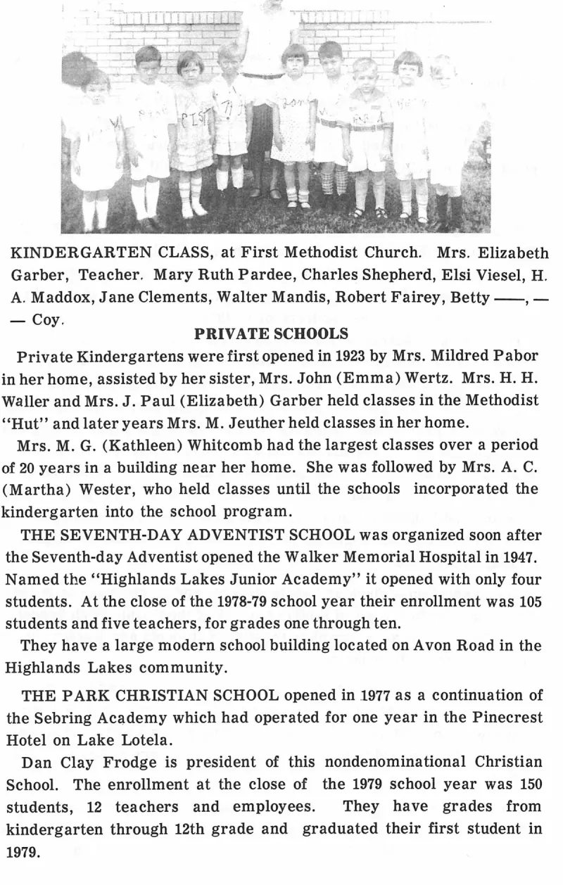 KINDERGARTEN CLASS, at First Methodist Church