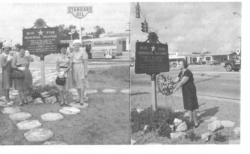In 1965 the Garden Club erected a marker at the west end of the Mall designating Hwy 27 as a "Blue Star