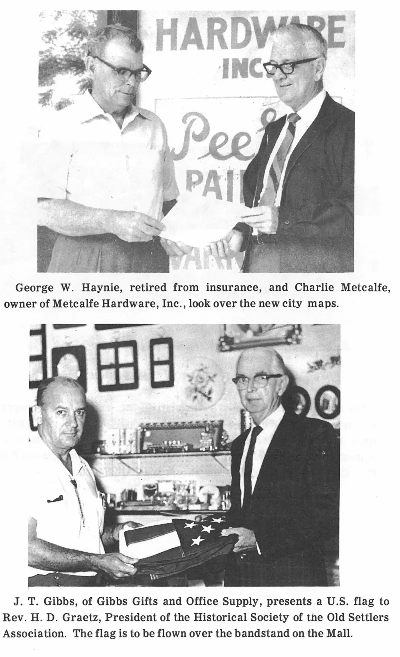 George W. Haynie, retired from insurance, and Charlie Metcalfe, owner of Metcalfe Hardware, Inc