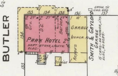 The Park Hotel on the 1920 Sanborn map